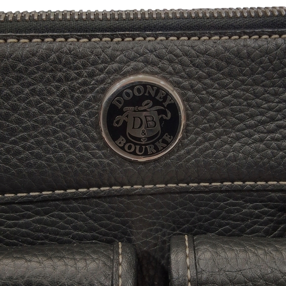 Dooney & Bourke~MSRP $425~Black Pebbled Leather~Double Pocket Tote~Large Purse - Picture 2 of 9